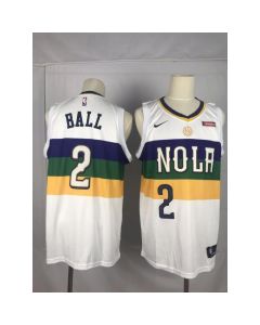 Men's New Orleans Pelicans #2 Lonzo Ball White Earned Edition Swingman Stitched NBA Jersey