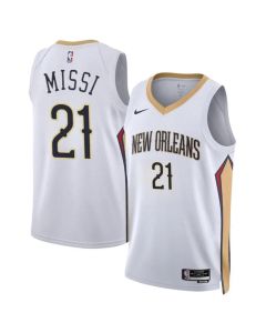 Men's New Orleans Pelicans #21 Yves Missi White 2024 Draft Association Edition Stitched Basketball Jersey