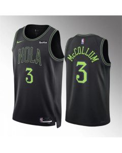 Men's New Orleans Pelicans #3 C.J. McCollum Black City Edition Stitched Basketball Jersey