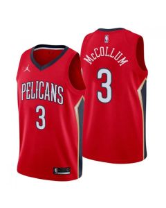 Men's New Orleans Pelicans #3 C.J. McCollum Red Statement Edition Stitched Jersey