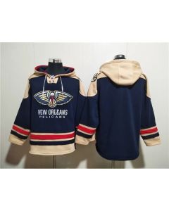 Men's New Orleans Pelicans Blank Navy Ageless Must-Have Lace-Up Pullover Hoodie