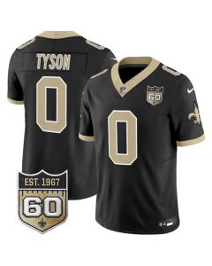 Men's New Orleans Saints #0 Jordyn Tyson Black 2026 60th Anniversary Patch Vapor F.U.S.E Limited Jersey (Black)