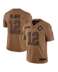 Men's New Orleans Saints #12 Chris Olave 2023 Brown Salute To Service Limited Limited Stitched Jersey