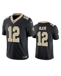 Men's New Orleans Saints #12 Chris Olave Black 2023 F.U.S.E. Vapor Untouchable Limited Stitched Jersey