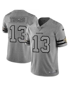 Men's New Orleans Saints #13 Michael Thomas 2019 Gray Gridiron Team Logo Limited Stitched NFL Jersey