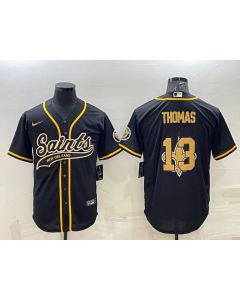 Men's New Orleans Saints #13 Michael Thomas Black Team Big Logo With Patch Cool Base Stitched Baseball Jersey