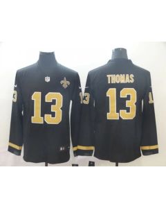 Men's New Orleans Saints #13 Michael Thomas Black Therma Long Sleeve Stitched NFL Jersey