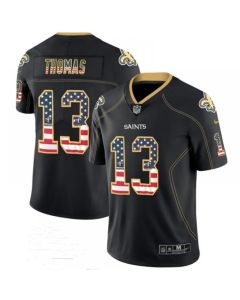 Men's New Orleans Saints #13 Michael Thomas Black USA Flag Color Rush Limited Fashion NFL Stitched Jersey
