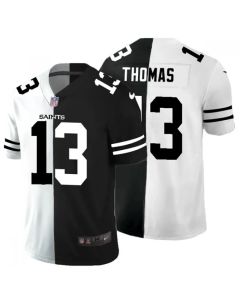 Men's New Orleans Saints #13 Michael Thomas Black & White Split Limited Stitched Jersey