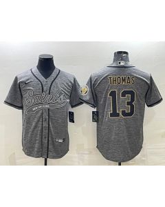 Men's New Orleans Saints #13 Michael Thomas Grey With Patch Cool Base Stitched Baseball Jersey