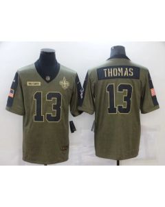 Men's New Orleans Saints #13 Michael Thomas Olive 2021 Salute To Service Limited Player Jersey