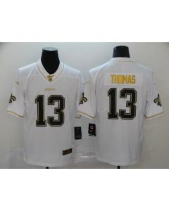 Men's New Orleans Saints #13 Michael Thomas White 2019 100th Season Golden Edition Limited Stitched NFL Jersey