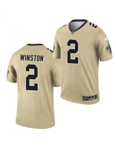 Men's New Orleans Saints #2 Jameis Winston 2021 Gold Inverted Legend Stitched Jersey