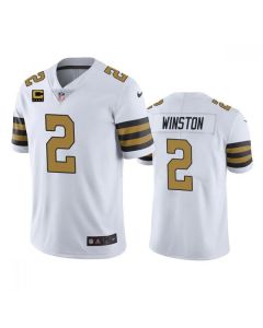 Men's New Orleans Saints 2022 #2 Jameis Winston White With 4-star C Patch Color Rush Cool Base Stitched Jersey