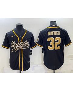 Men's New Orleans Saints #32 Tyrann Mathieu Black Cool Base Stitched Baseball Jersey