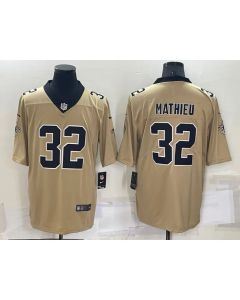 Men's New Orleans Saints #32 Tyrann Mathieu Gold Inverted Legend Stitched Jersey