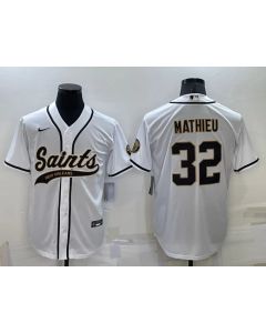 Men's New Orleans Saints #32 Tyrann Mathieu White Cool Base Stitched Baseball Jersey