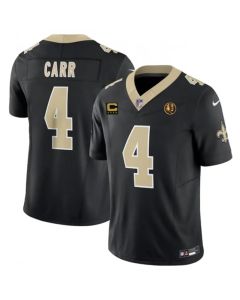 Men's New Orleans Saints #4 Derek Carr Black 2023 F.U.S.E. With 4-star C Patch And John Madden Patch Vapor Limited Stitched Football Jersey