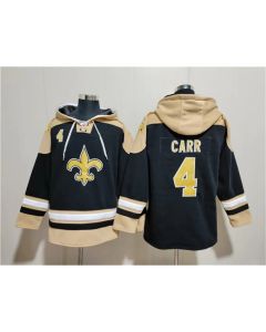 Men's New Orleans Saints #4 Derek Carr Black Ageless Must-Have Lace-Up Pullover Hoodie (Black)