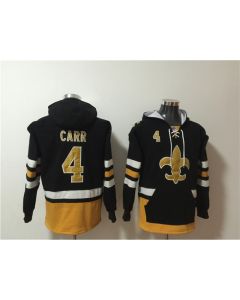 Men's New Orleans Saints #4 Derek Carr Black Ageless Must-Have Lace-Up Pullover Hoodie