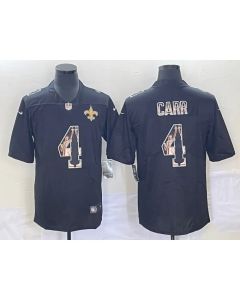 Men's New Orleans Saints #4 Derek Carr Black Statue of Liberty Limited Stitched Jersey