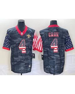 Men's New Orleans Saints #4 Derek Carr Camo USA Flag Limited Stitched Jersey