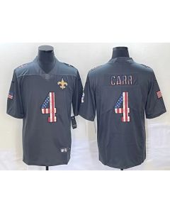 Men's New Orleans Saints #4 Derek Carr Gray Salute To Service USA Flag Fashion Limited Stitched Jersey