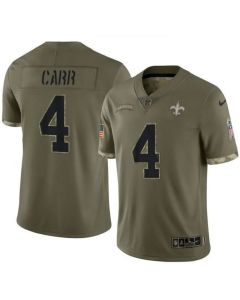Men's New Orleans Saints #4 Derek Carr Olive Salute To Service Limited Stitched Jersey