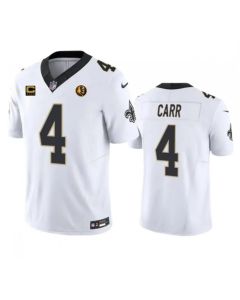 Men's New Orleans Saints #4 Derek Carr White 2023 F.U.S.E. With 4-star C Patch And John Madden Patch Vapor Limited Stitched Football Jersey