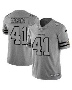 Men's New Orleans Saints #41 Alvin Kamara 2019 Gray Gridiron Team Logo Limited Stitched NFL Jersey