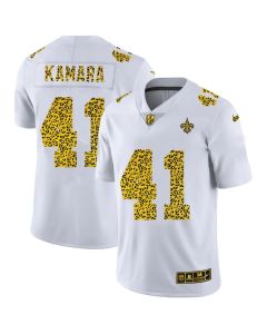Men's New Orleans Saints #41 Alvin Kamara 2020 White Leopard Print Fashion Limited Stitched Jersey