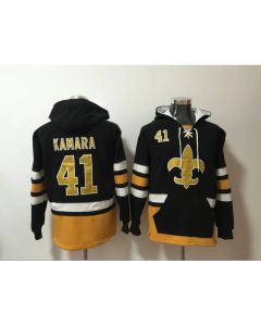 Men's New Orleans Saints #41 Alvin Kamara Black All Stitched NFL Hoodie Sweatshirt