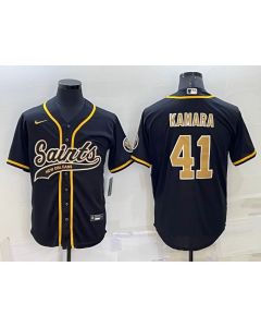 Men's New Orleans Saints #41 Alvin Kamara Black Cool Base Stitched Baseball Jersey