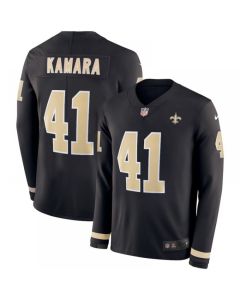 Men's New Orleans Saints #41 Alvin Kamara Black Therma Long Sleeve Stitched NFL Jersey