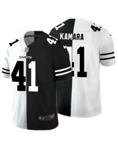 Men's New Orleans Saints #41 Alvin Kamara Black & White Split Limited Stitched Jersey