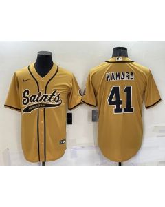 Men's New Orleans Saints #41 Alvin Kamara Gold Cool Base Stitched Baseball Jersey