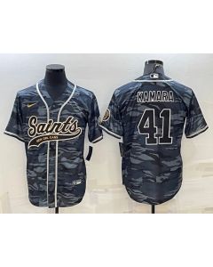 Men's New Orleans Saints #41 Alvin Kamara Grey Camo With Patch Cool Base Stitched Baseball Jersey