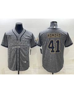 Men's New Orleans Saints #41 Alvin Kamara Grey With Patch Cool Base Stitched Baseball Jersey
