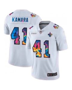 Men's New Orleans Saints #41 Alvin Kamara White Crucial Catch Limited Stitched Jersey