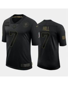 Men's New Orleans Saints #7 Taysom Hill 2020 Black Salute To Service Limited Stitched Jersey