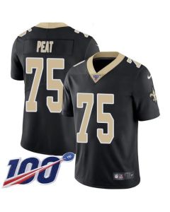 Men's New Orleans Saints #75 Andrus Peat 100th Season Black Vapor Untouchable Limited Jersey