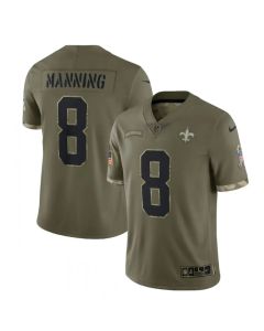 Men's New Orleans Saints #8 Archie Manning Olive 2022 Salute To Service Limited Stitched Jersey