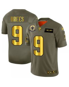 Men's New Orleans Saints #9 Drew Brees 2019 Olive/Gold Salute To Service Limited Stitched NFL Jersey