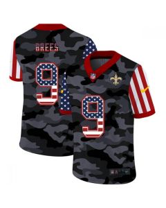 Men's New Orleans Saints #9 Drew Brees 2020 Camo USA Flag Limited Stitched Jersey