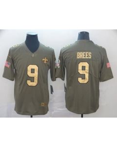 Men's New Orleans Saints #9 Drew Brees Camo Salute To Service Stitched NFL Gold Jersey