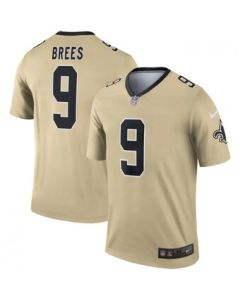 Men's New Orleans Saints #9 Drew Brees Gold Inverted Legend Jersey