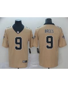 Men's New Orleans Saints #9 Drew Brees Gold Inverted Legend Stitched NFL Jersey