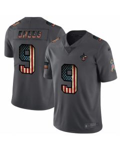 Men's New Orleans Saints #9 Drew Brees Grey 2019 Salute To Service USA Flag Fashion Limited Stitched NFL Jersey