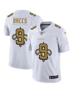 Men's New Orleans Saints #9 Drew Brees White Shadow Logo Limited Stitched Jersey