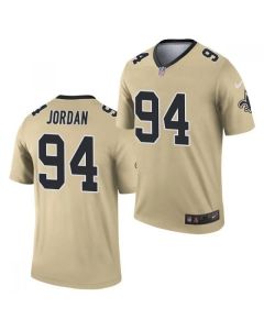 Men's New Orleans Saints #94 Cameron Jordan 2021 Gold Inverted Legend Stitched Jersey